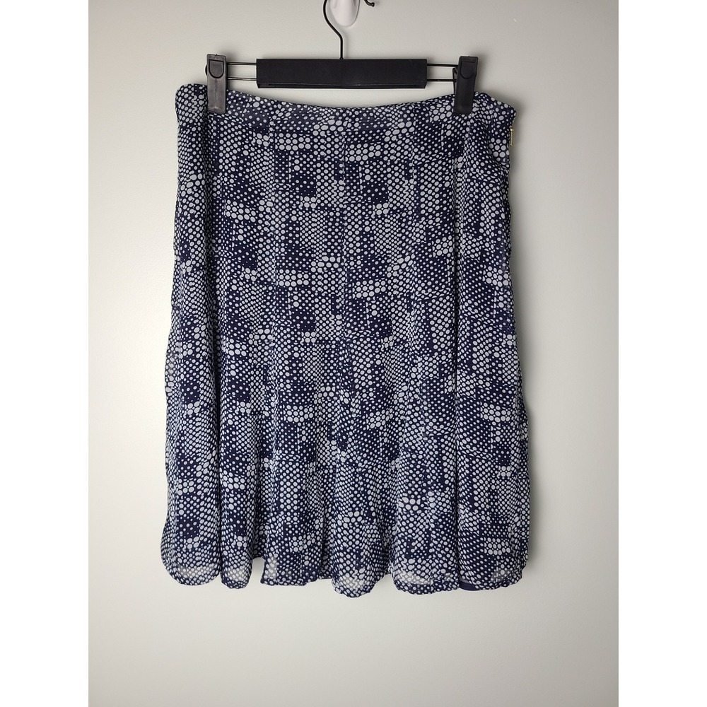 Liz Claiborne Wm 4 Navy Blue White Polka Dot A-Line Skirt Knee‎ Length Y2K Fairy